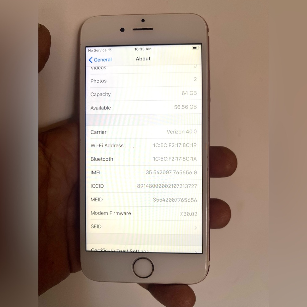 Apple iPhone 6s Carrier Verizon 64GB White and Gold Accents Conditions Working - Picture 6 of 7